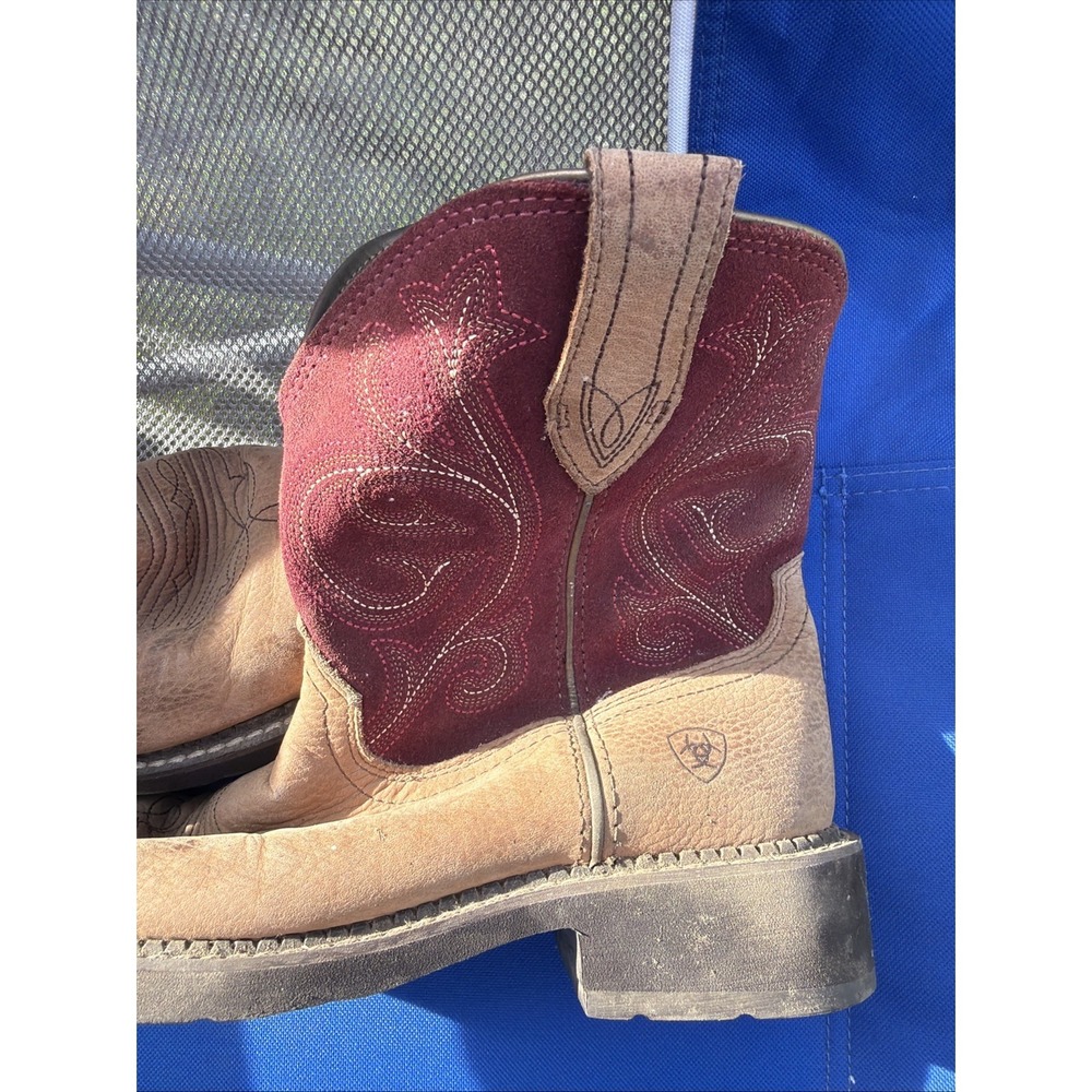 Ariat Boots Fatbaby Heritage 8.5 B Womens 10026116 Burgundy Tan Cowgirl Western - Picture 4 of 16